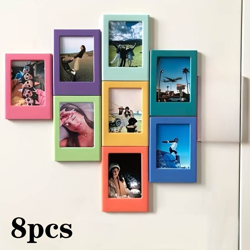 Image of 8/5pcs Colored 3-inch Magnetic Photo Frames, Refrigerator Magnets For Fuji Instax Negatives, Photo Display, Recording Moments - Office, Kitchen, Living Room, Bedroom Decor