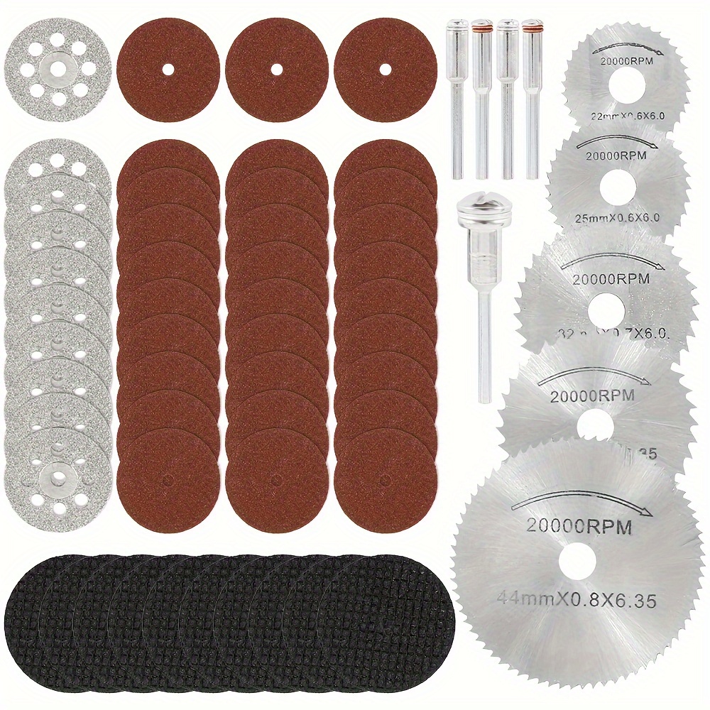 

60pcs Set Wear Resistant Cutting Disc Kit Sharp Saw Blade Set Professional Rotary Tool Accessories With Rod For Cutting Wood Glass