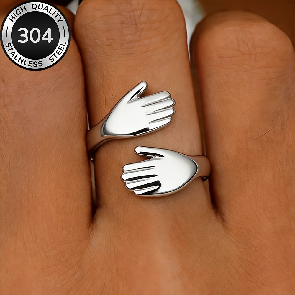 TEMU High-quality Hypoallergenic Stainless Steel Adjustable , Fade-resistant, Simple And Elegant, A Stylish Women's Ring Suitable For Daily Wear Or