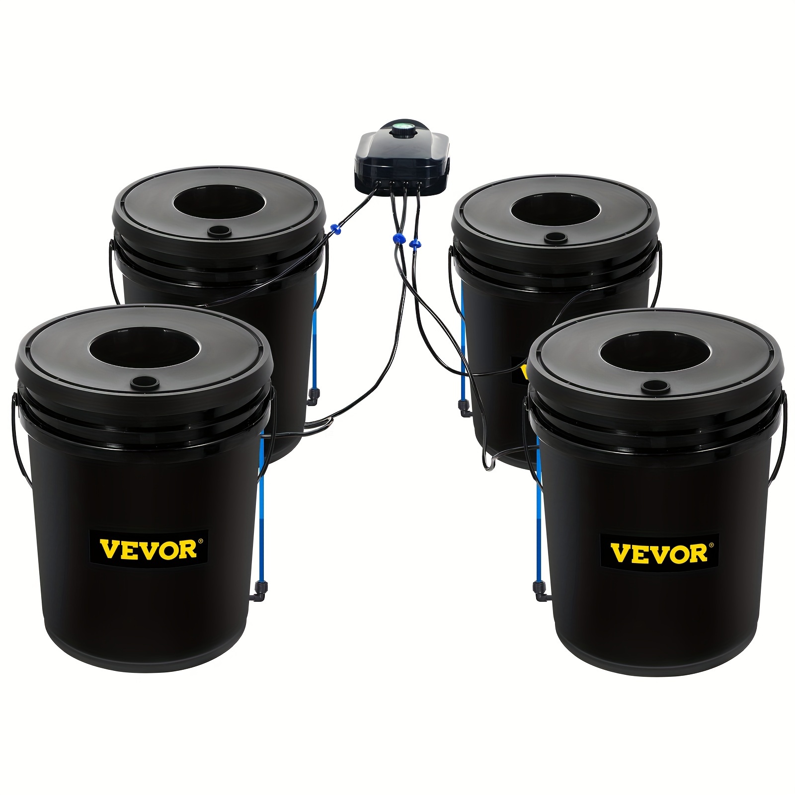 

Vevor 4 Buckets Dwc Hydroponic System, 5 Gallon, Deep Culture, Plants Grow Kit With Pump, Air Stone And Water Level Device, For Indoor/outdoor Leafy Vegetables, Black