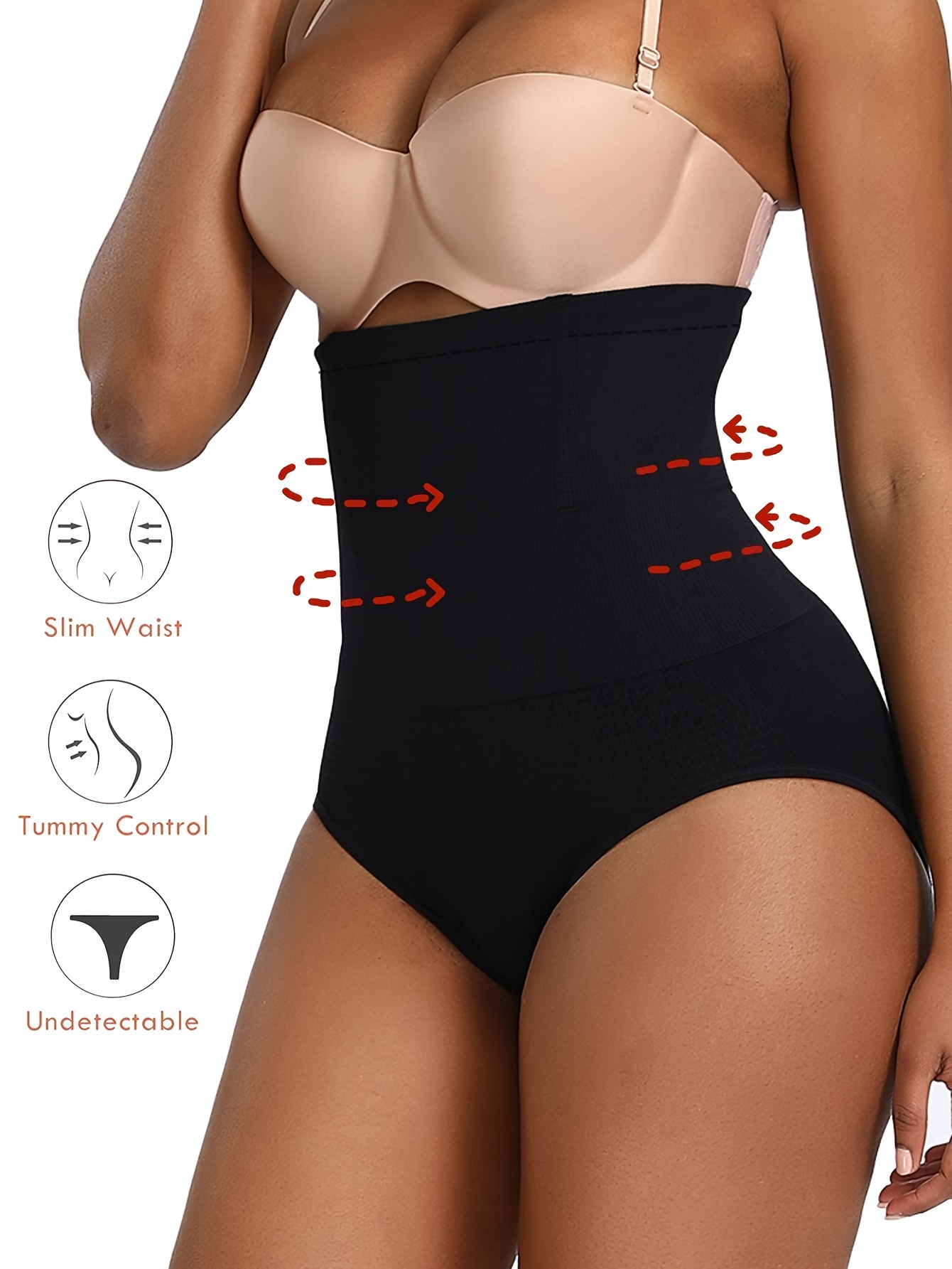 Women Checkers Undetectable Thong High Waist Tummy Control Underwear Slim  Shaper