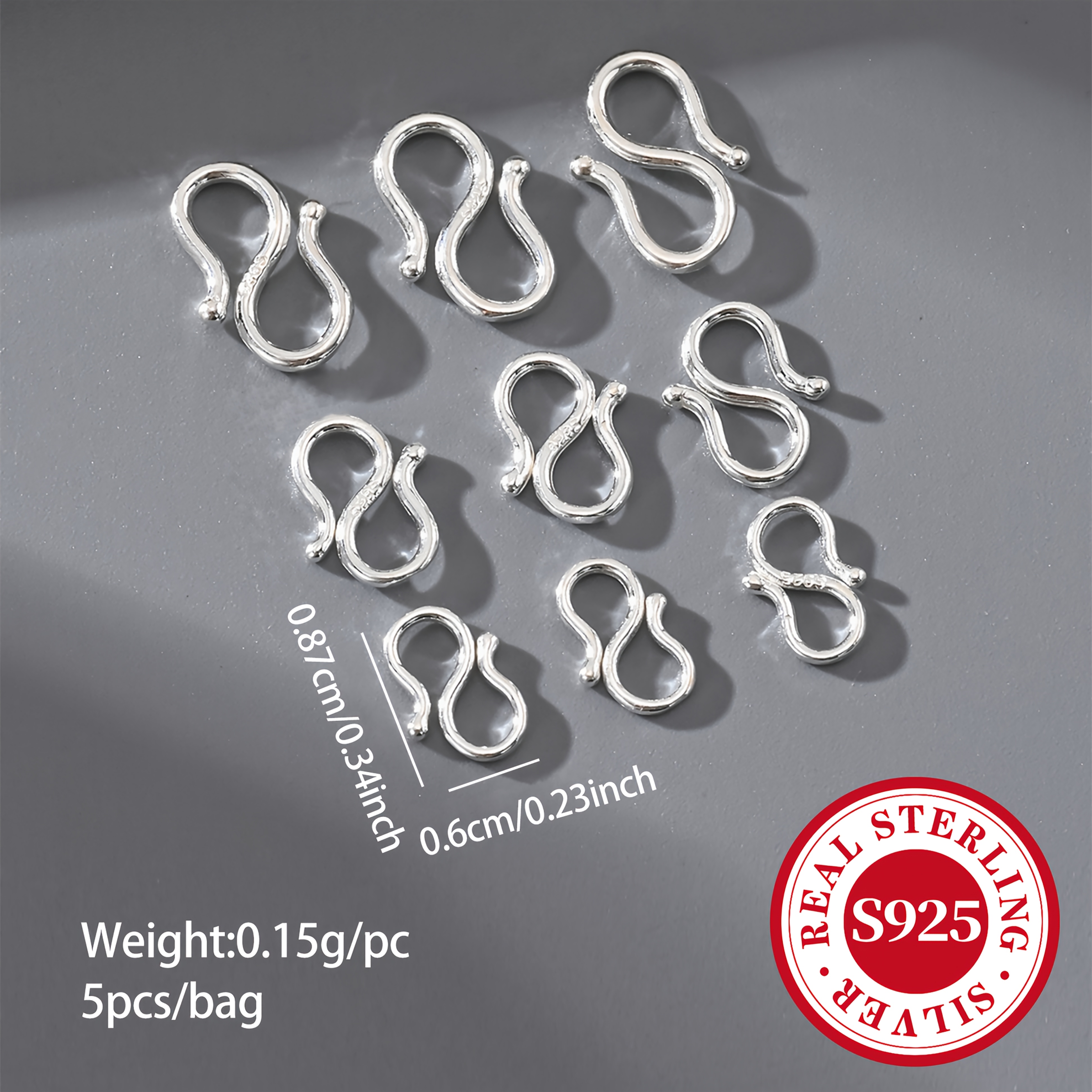 5pcs/pack S925 Sterling Silvery Bracelet Connector Clasps, Necklace S-clasps, , Handmade Matching Clasps