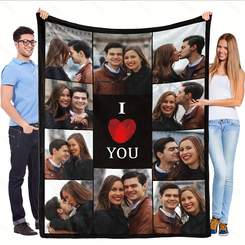 TEMU Custom Photo Throw, Tailored Blanket Featuring Images And Text, Washable In Machine, Skin, Ideal For Celebrations, Birthdays, Reunions, Gift For