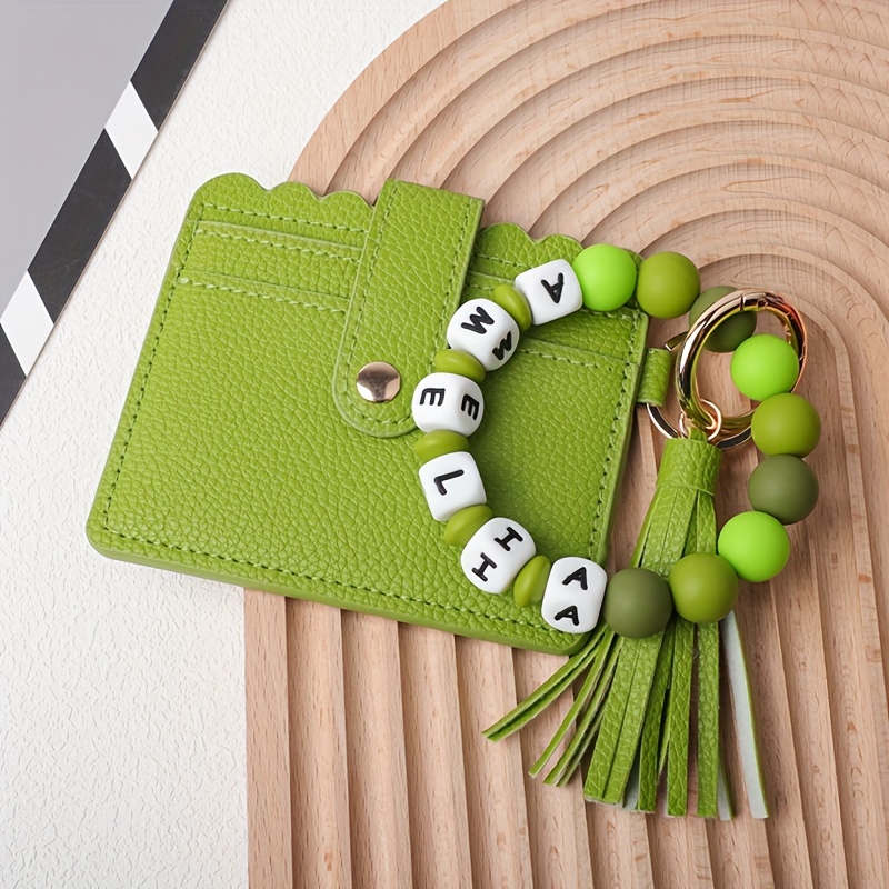 personalized pu leather keychain with silicone beads and tassel customizable with name or initials   school work or festive occasions details 34