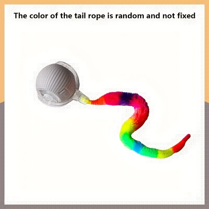 Automatic Rolling Cat Ball Toy with LED Light and Colorful Tail