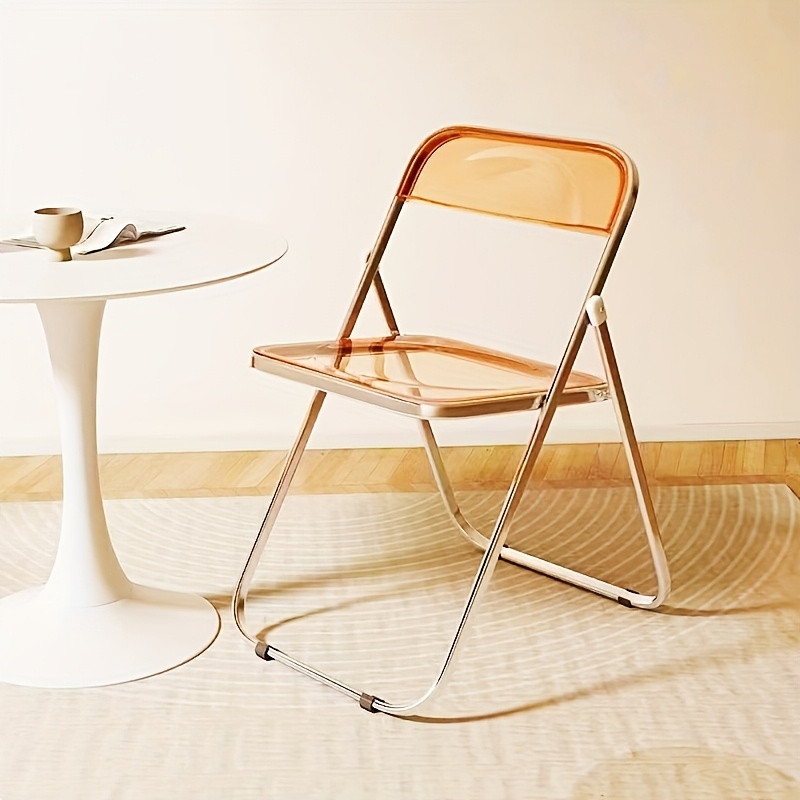 Easy Photography Clothing Store Stool, No Cushion Design, Transparent Acrylic Folding Chair, Suitable for Restaurants, Offices, Reception Areas, Etc., Modern Minimalist Style Living Room Chair