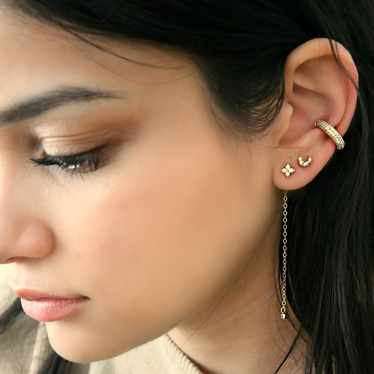 Set of 1 or 4pcs Bold Hoop Ear Cuffs