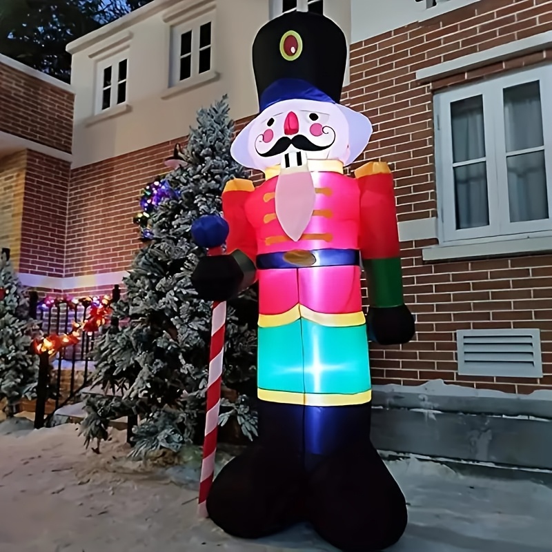 

8ft Christmas Nutcracker Inflatable Outdoor Decoration With Led Lights, Plug Powered Soldier For Yard Lawn Garden Holiday Party, Us Plug, 110v-240v Pvc Material