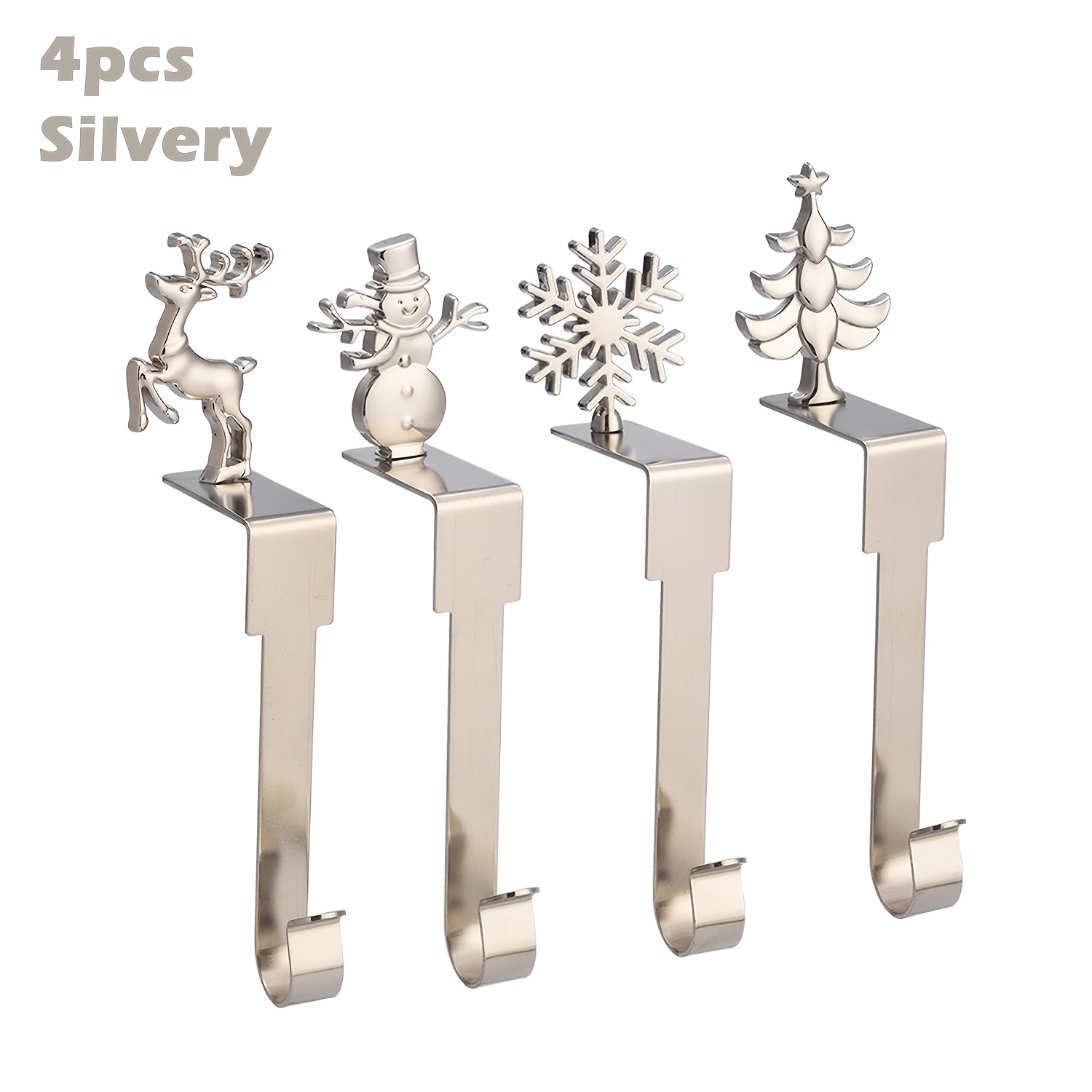 TEMU 4pcs Metal Christmas Stocking Holders - Elegant Mantel Hooks For Fireplace Decor, Holiday Party & Home Decoration