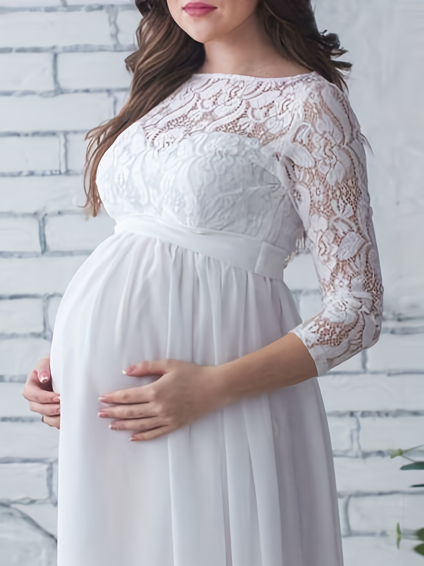 chinese dress ladies Pinkblush White Lace Overlay Maternity Maxi Dress