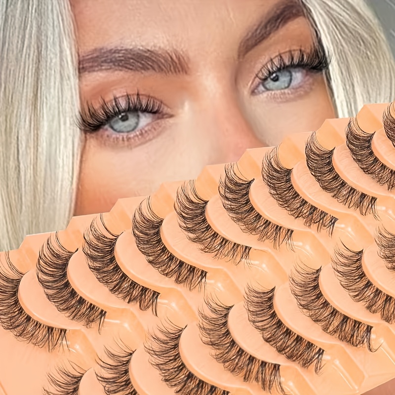 10 Pairs Of False Eyelashes, Natural, Thick, 3d Transparent Stem Eyelashes, Comfortable And Soft Cute Lashes Ranging From 6-15mm