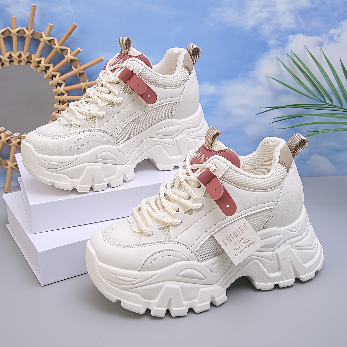 womens platform dad sneakers 2025 new style upper anti slip - Temu