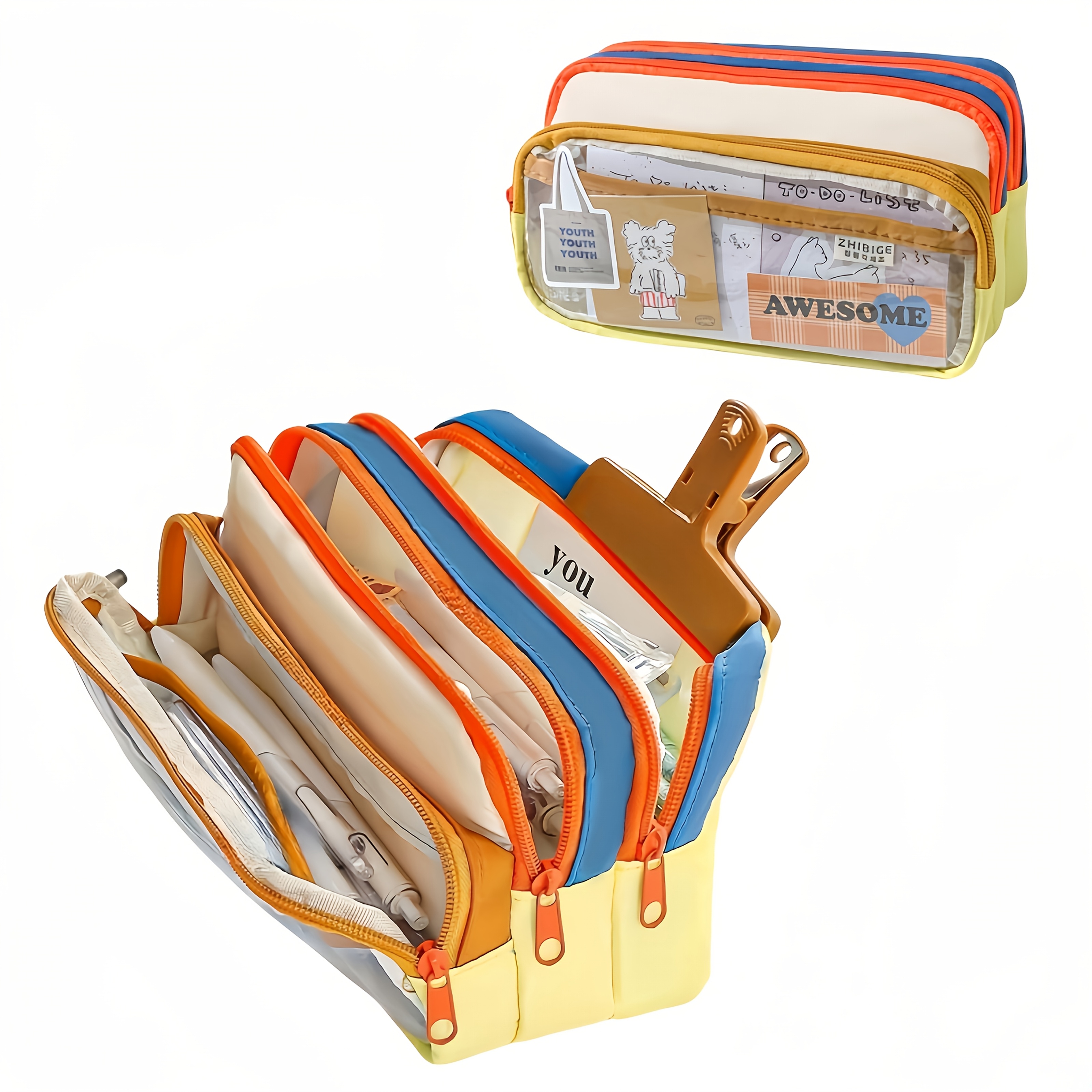 Oyachic Federmäppchen Mit Großer Kapazität – Stifteetui Mit Mehreren Fächern Für Schule, Büro & Als Kosmetiktasche, 21,5 X 8,5 X 10,5 Cm (Lila)