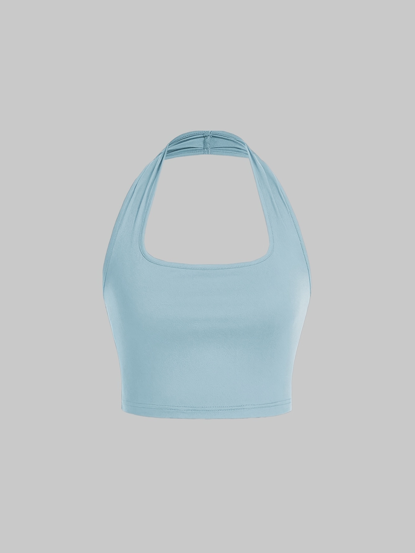 Women's White Halter Neck Sports Crop Top - Stretchy Breathable Backless Tank Top for Summer Workouts & Casual Wear, Machine Washable Sleeveless Shirt, Gym Apparel, Smooth Texture