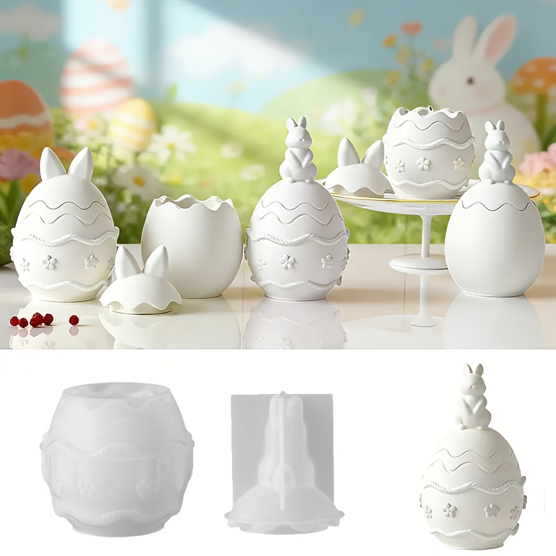 TEMU Resin Silicone Molds 2pcs, Shell Candle Storage, Rabbit Lid And Lace Egg Shell Shaped Resin Molds, Creative Shaped Resin Molds, Suitable For