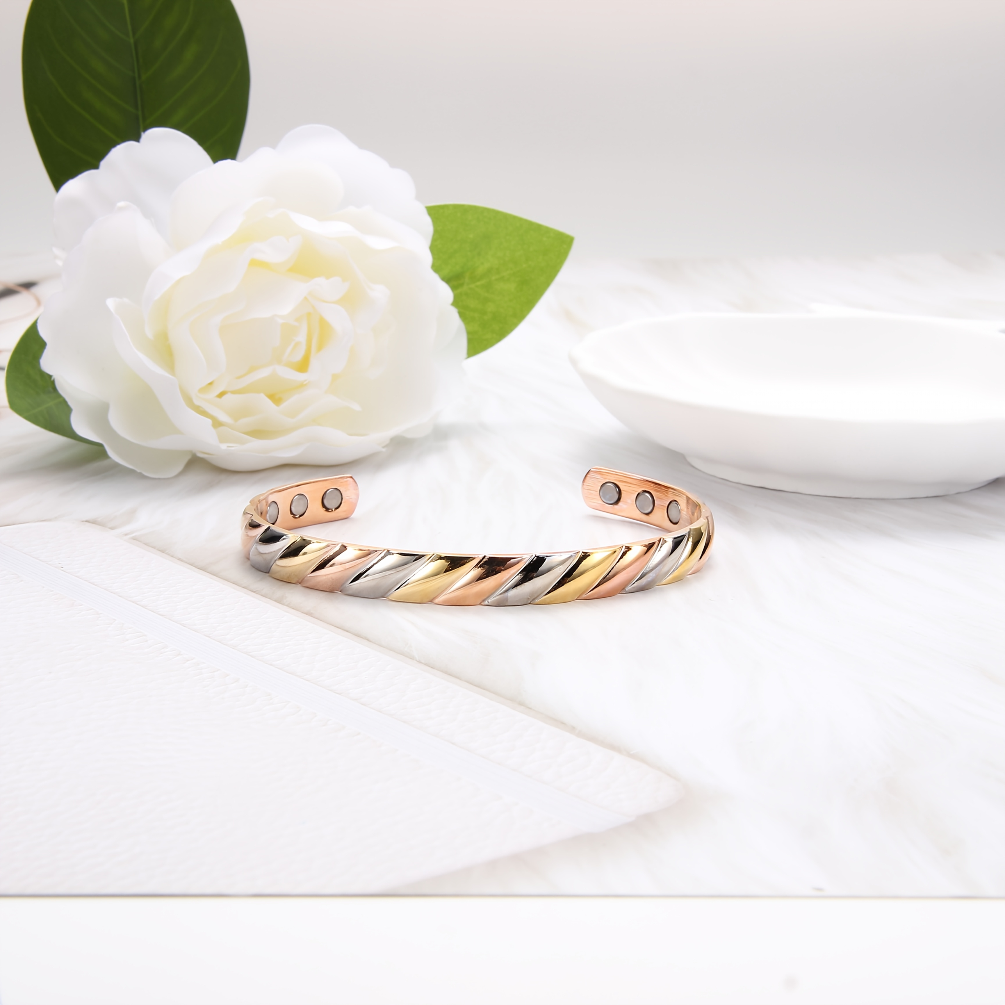 Women's Adjustable Copper Magnetic Cuff Bracelet, Hypoallergenic