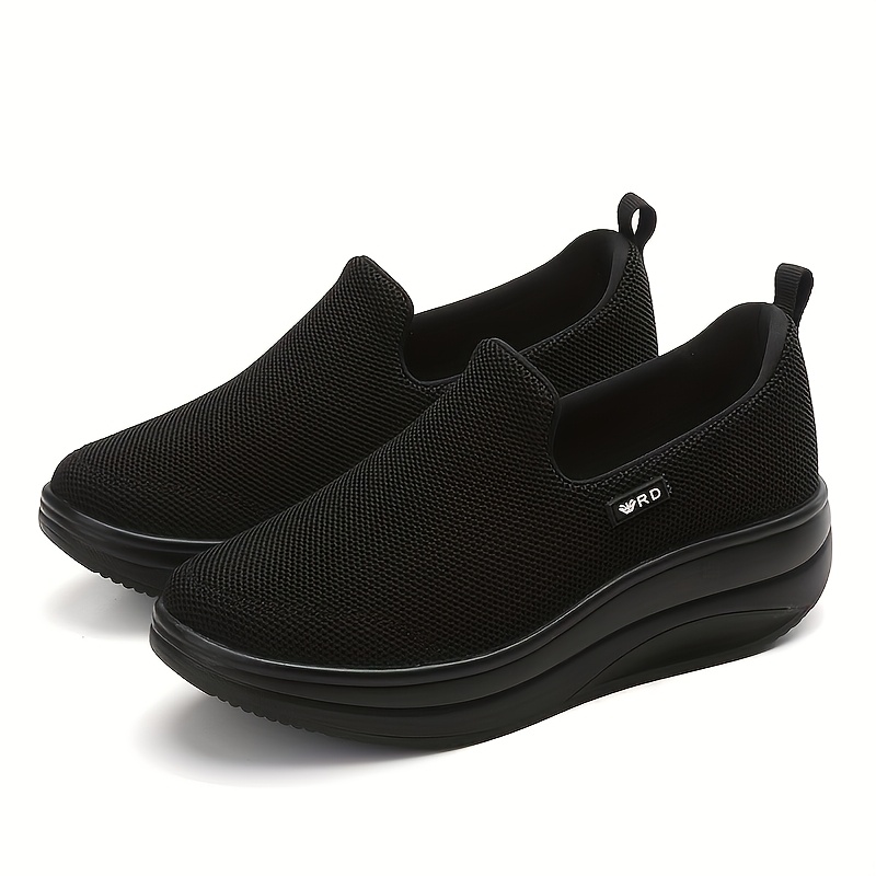 TEMU Women's Thick-soled Height-increasing Slip-on Walking Shoes - Breathable Lightweight Jogging Sneakers Suitable For Camping, Fitness, Daily Wear