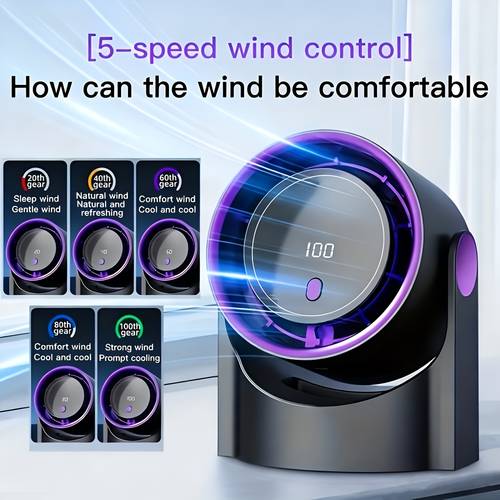 100 speed adjustable wall mounted desktop fan portable rechargeable usb fan 90 degree rotating head portable fan suitable for office bedroom home kitchen travel camping