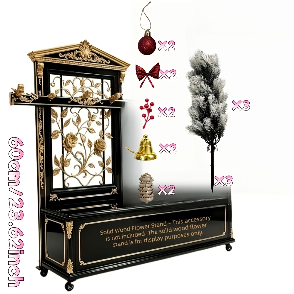 TEMU 3 Sets - Extra Large d'Arbre de Noël Artificiels Luxueux pour l'Hiver [Tige de et et Cloches et Pommes de Pin et Nœuds] Arbustes