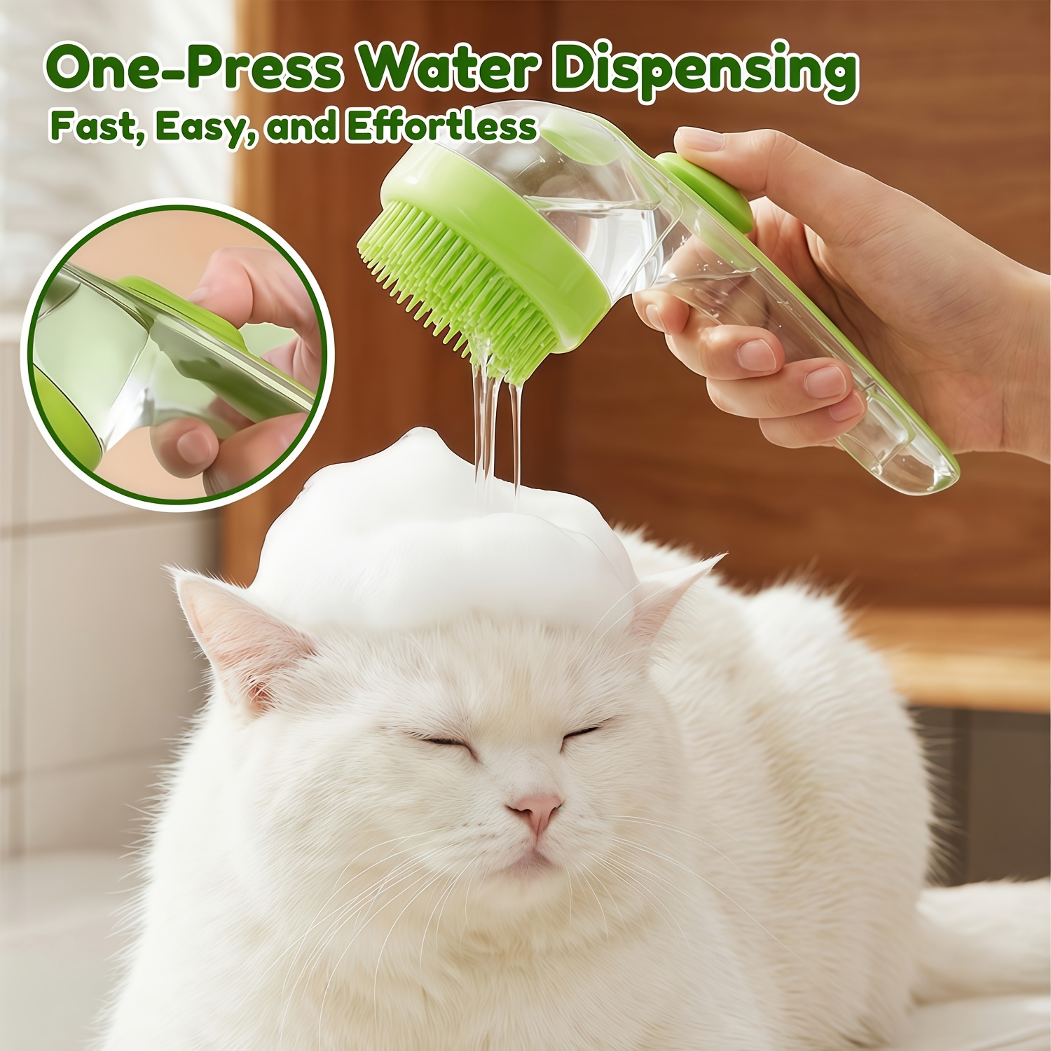 1   version with soap   grooming brush 1   in 1 shampoo dispenser and massage brush soft silicone bristles pet bath grooming massage brush suitable for dogs and cats suitable for all hair types   Product details 3