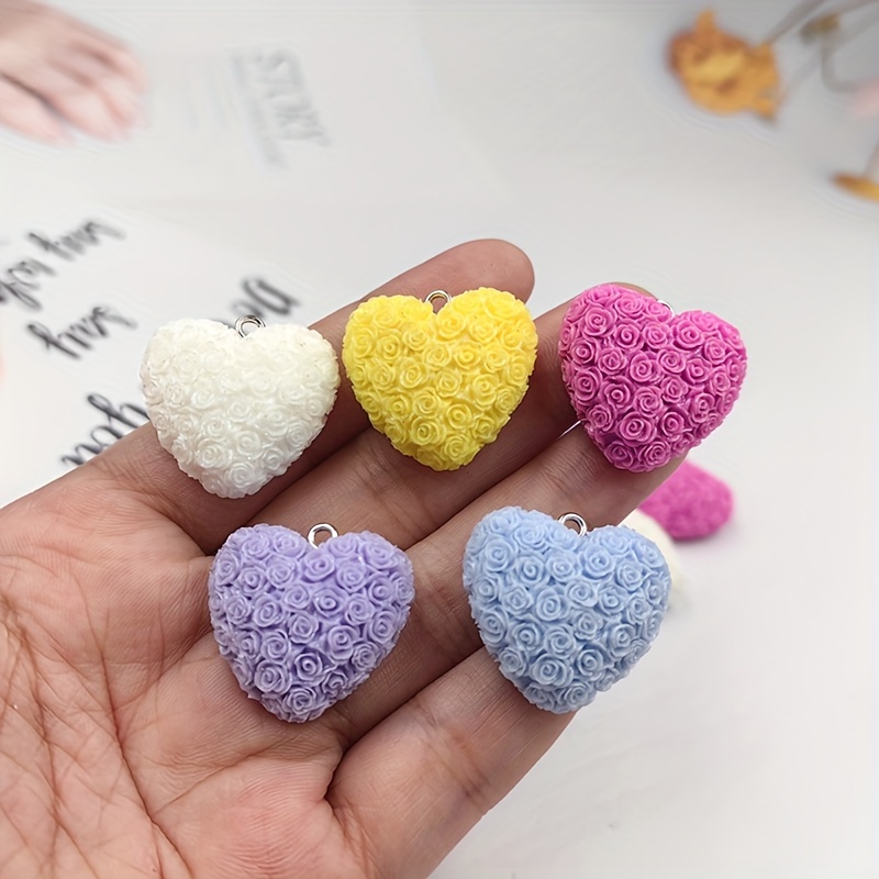 

10pcs Heart Charms, Resin Love Heart Pendants For Jewelry Making, Diy Crafts, Earrings, Keychains Accessory