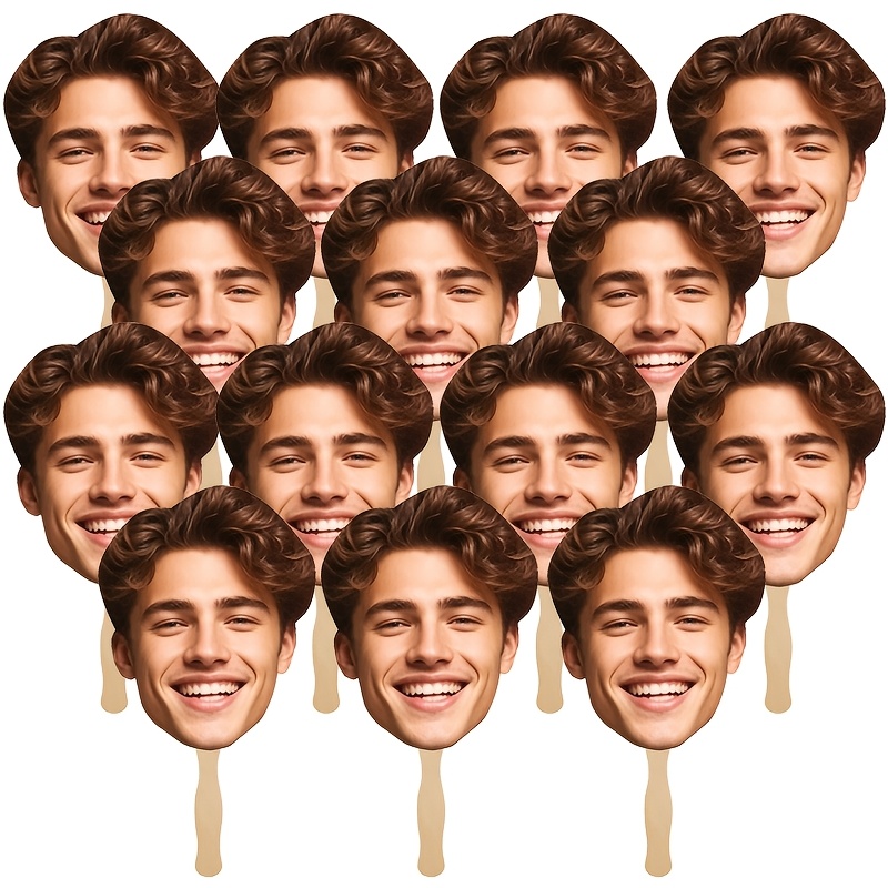 7 14pcs personalized custom face stick props big head portrait fans custom photos face on sticks fun masks with rod wavy stick face fans photo props stylish   decoration wedding gift bachelorette party birthday decoration
