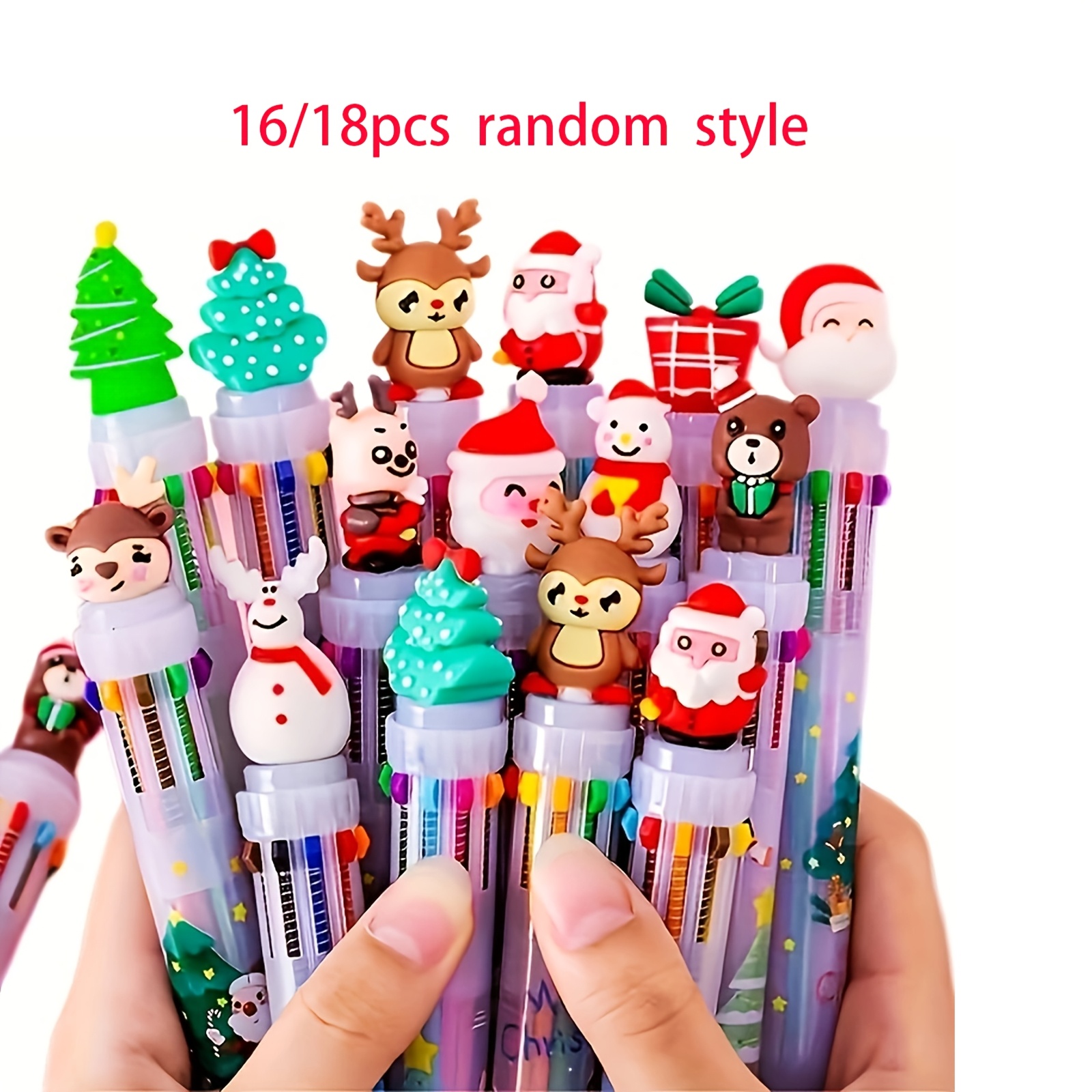 

18pcs Christmas Colored Ballpoint Pens, Plastic Retractable Pens With Holiday Pendants, Cute 10 Suitable For Students, Christmas Gift Stationery Gift Set (styles Random)