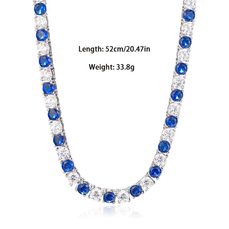 TEMU Elegant 925 Jewelry, Jewelry, 0.4 Carat Royal Blue Moissanite Necklace, Fashionable And Exquisite Charm And , Valentine's Day, Mother's Day,