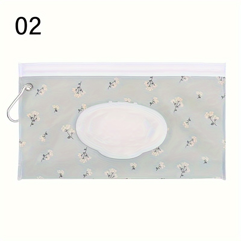 Image of Wet Wipe Pouch Portable Wipes Holder Case Flip Cover Snap-strap Reusable Refillable Wipe Bag Outdoor Tissue Box