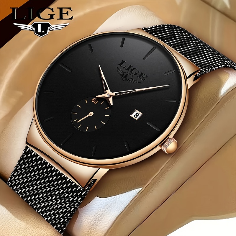 

Minimalist Quartz Watch, Waterproof Calendar Wristwatch With 40mm Black Dial, Stainless Steel Mesh Strap, 30m Water Resistance, Fashion Business Casual Style - Ideal Gift For Men