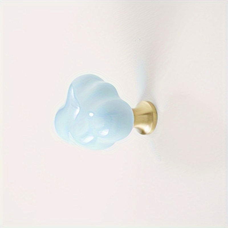 TEMU 2 Maniglie Ceramiche a Forma di Nuvola con Base in Rame, Adatte per Maniglie di Armadi, Maniglie per Mobili Nordici, Maniglie per Cassetti,