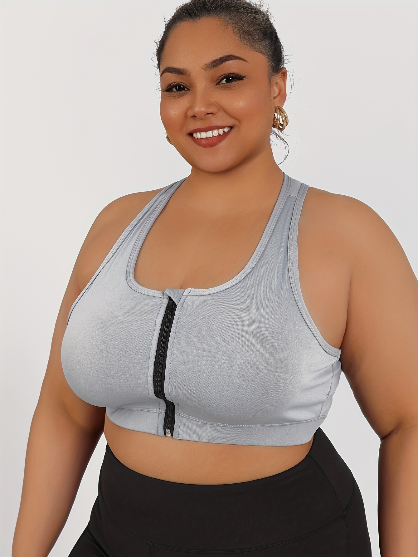 Women's High-Impact Sports Bra with Zipper Front Closure, Removable Pads & High-Elasticity Fabric - White Yoga Running Gym Bra for Workouts, Machine Washable, Strapless Push Up Bra, Workout Support, Backless Design, Durable Sports Wear