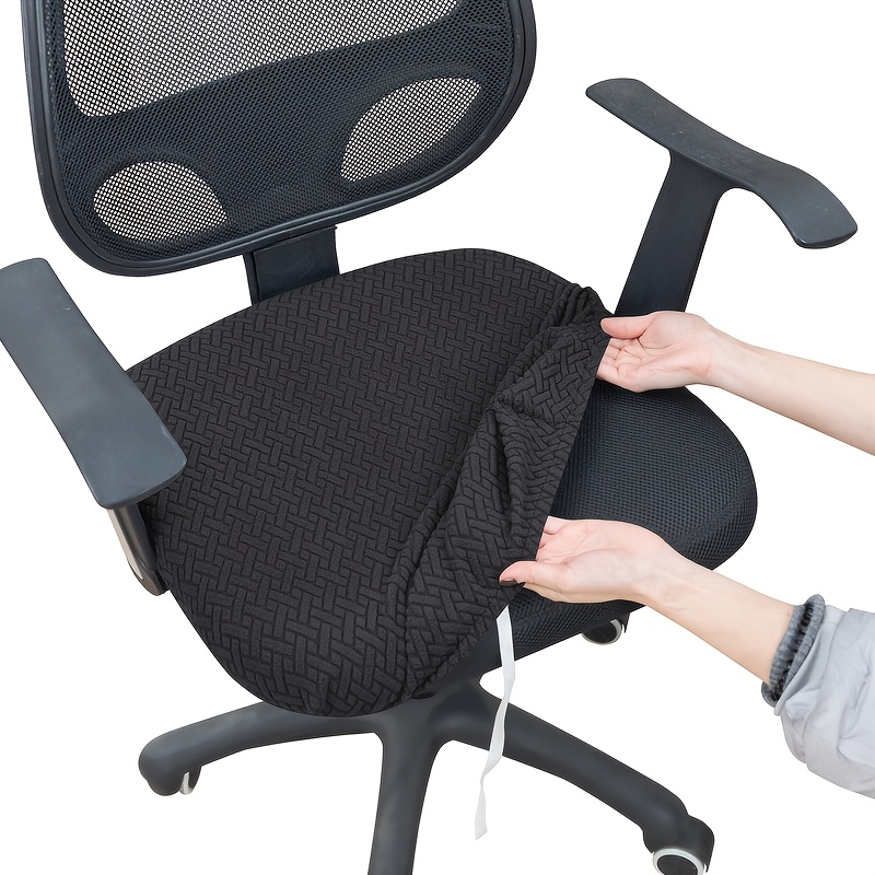 TEMU 1pc Of Elastic Twill Jacquard Office Chair Cover With Straps For Swivel Chairs