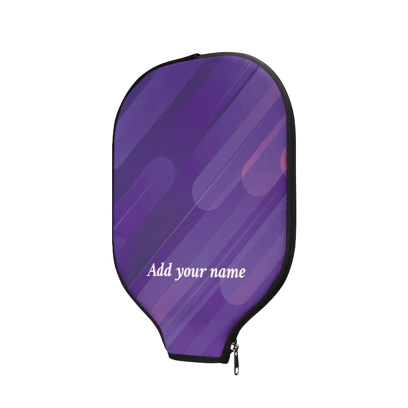 TEMU 1pc Customizable Pickleball Paddle Case, Neoprene Rubber Protective Cover, Purple Sporty Pattern, Dual-sided Racket Bag, Portable Zippered
