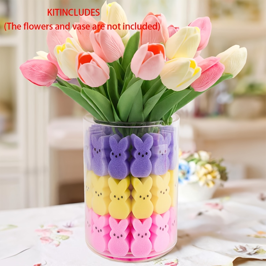 

Easter Bunny Vase Stuffing Set - Colorful Sponge Decorations, Decor Table Centerpiece In Magenta/purple/yellow Tpu Material, 24/45pcs, Decorations