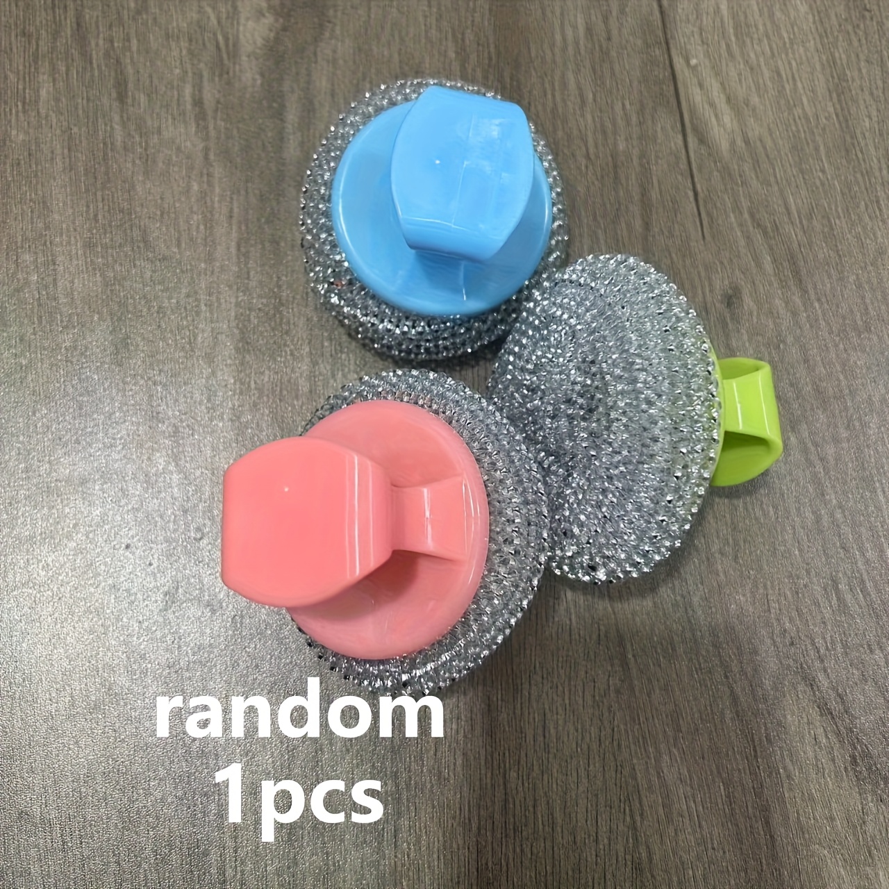 Estropajo de esponja de acero inoxidable con mango, cepillo de limpieza de cocina con almohadilla de fregado, bola de limpieza de alambre de acero nano para sartén antiadherente, desmontable, lavable, sin residuos y sin rayones