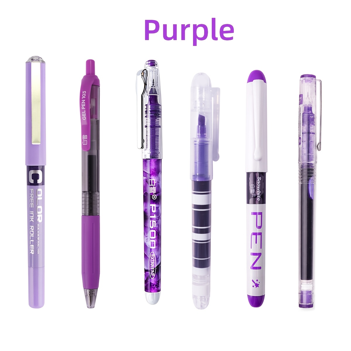TEMU Lot de 5/6 stylos gel et surligneurs multicolores avec fermeture à pression - 6 stylos à encre lisse pour journaling, fournitures scolaires,
