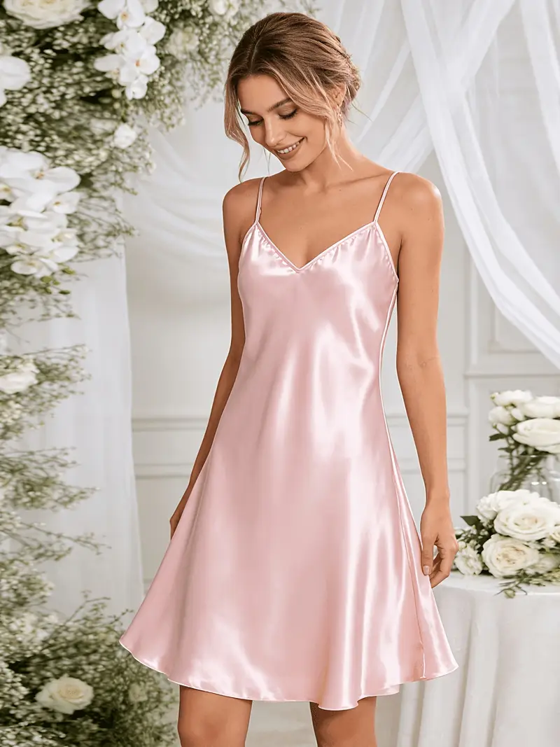pink satin cami dress Satin Split Hem Cami Dress