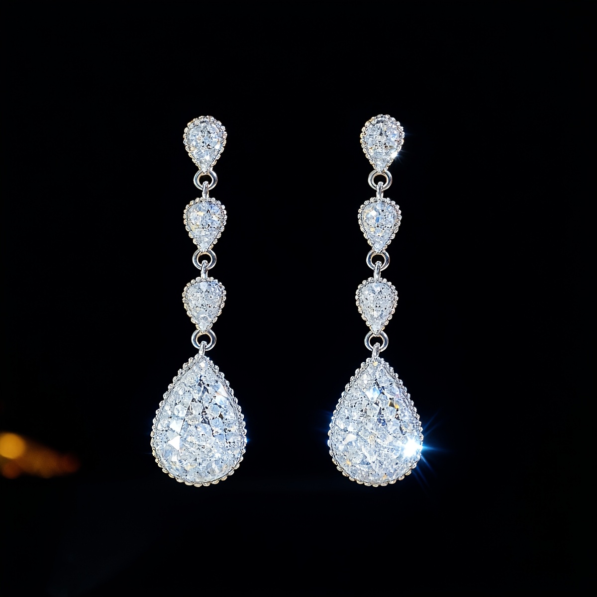 Women's Sparkling Waterdrop Pendant Zirconia Dangle Earrings