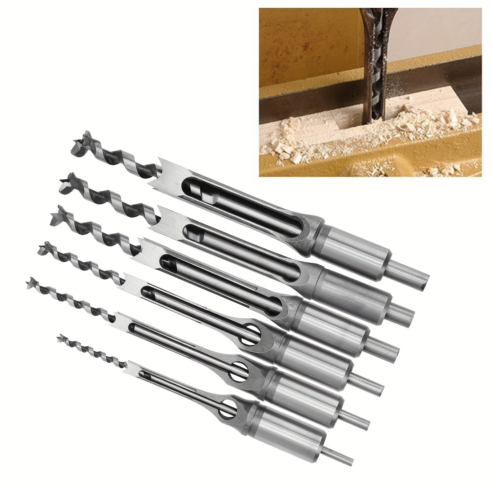 

6pcs Square Auger Drill Bit Mortising Chisel Woodworking Tool