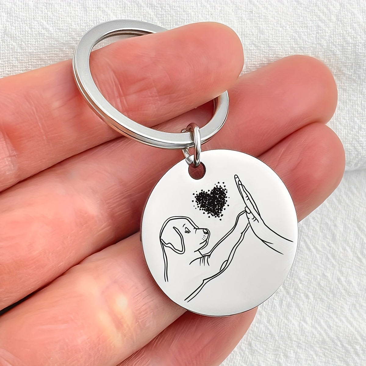 Stainless Lover Keychain With Engraved Paw Print And Heart - , Stylish Accessory For Pet Owners, Keychain For Dog Lovers|| Keychain