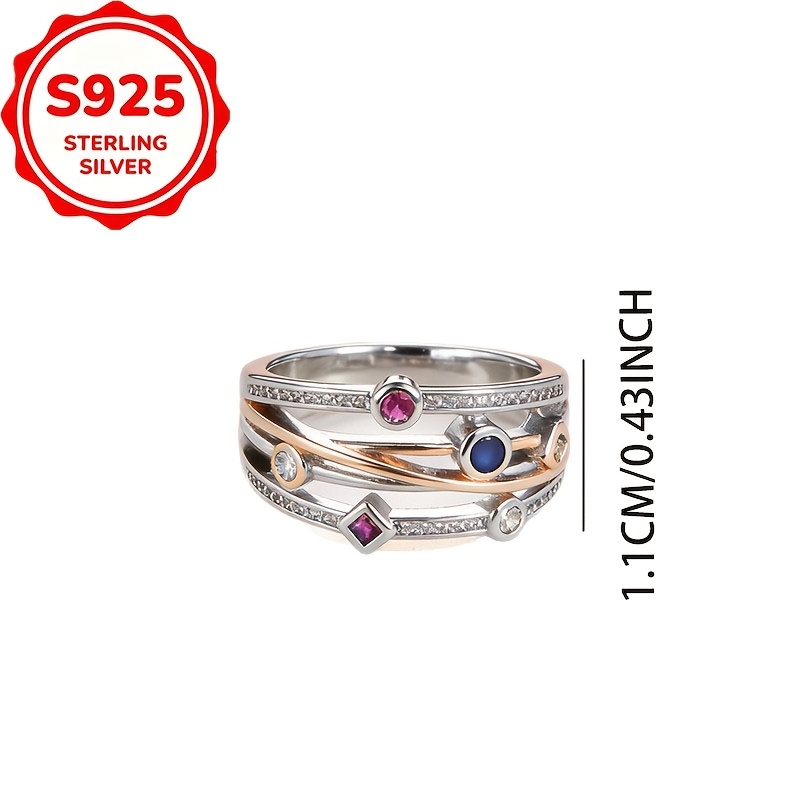 S925 Silver Colored Synthetic Zirconia Unisex Ring