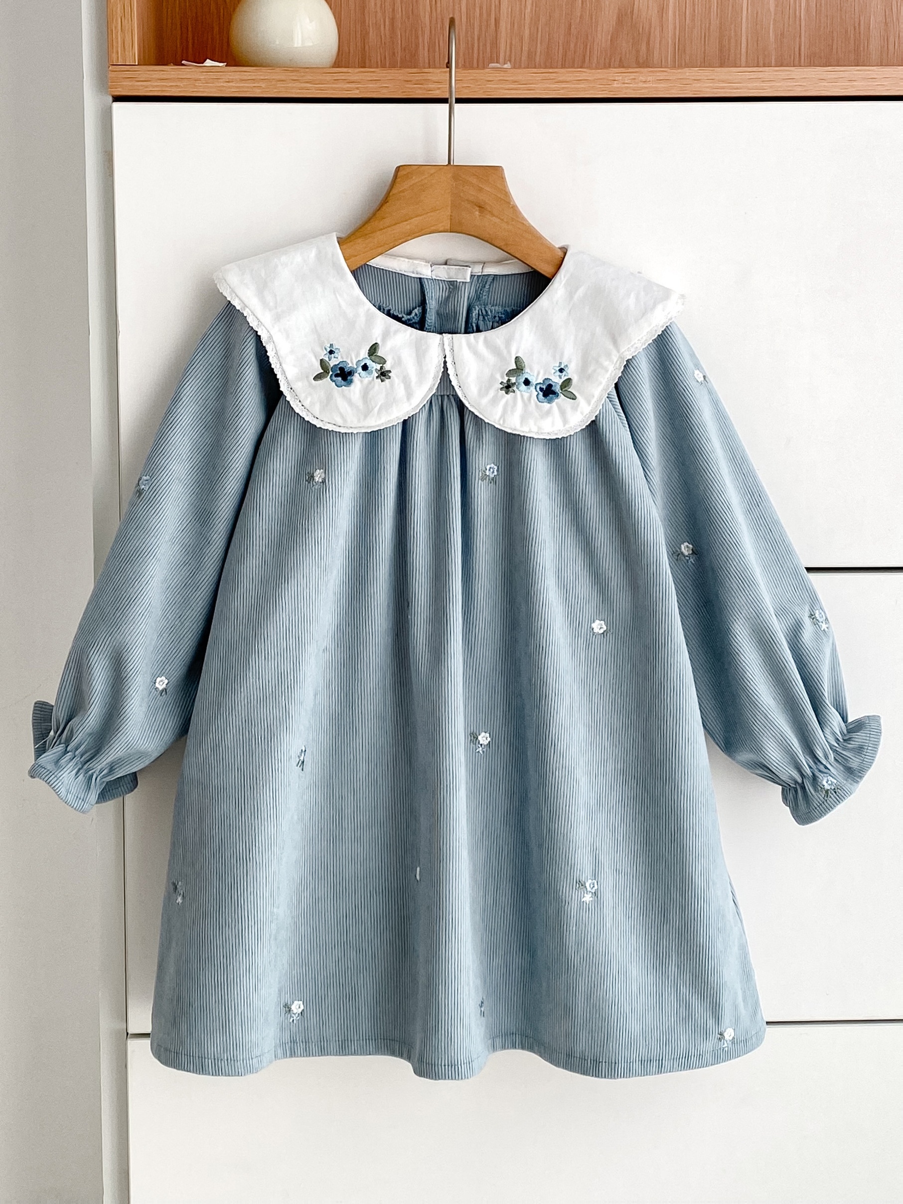 Monissy Chemise De Nuit Fille Coton Manches Longues Petites Fleurs - Robe Bébé Confortable 2 Lapins Gris
