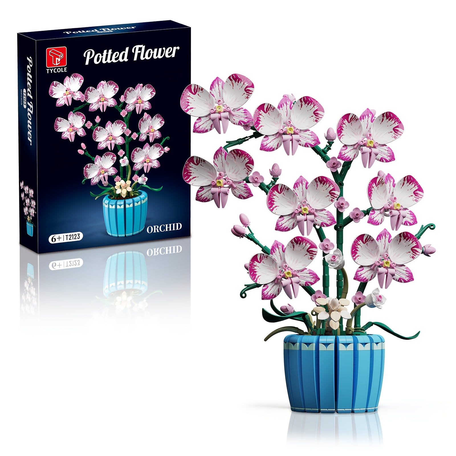 Image of Orchid Model Building Blocks Toy, Potted Plant Assembly Toy Model Block Set With Free Gift Block Disassembly Tool, Desktop Ornament, Suitable For Collectors, New Year Christmas Birthday Gift 6+
