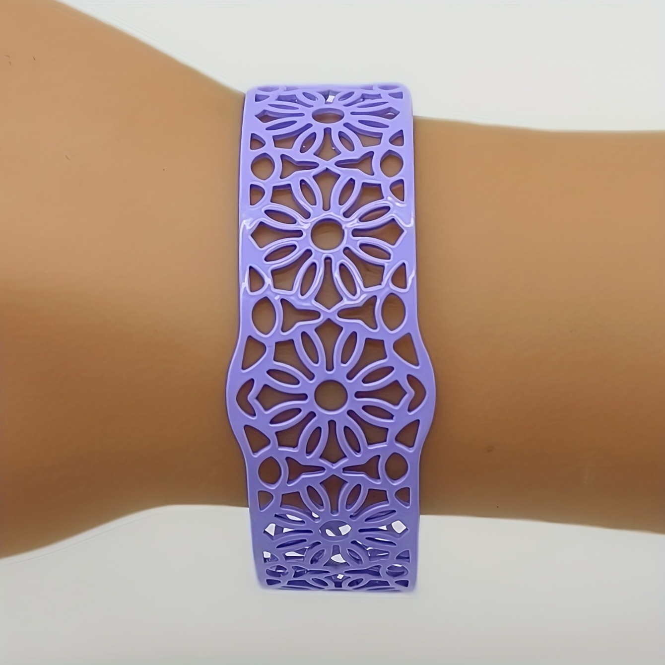 Vintage Geometric Floral Open Bangle Bracelet, Women's Fashion