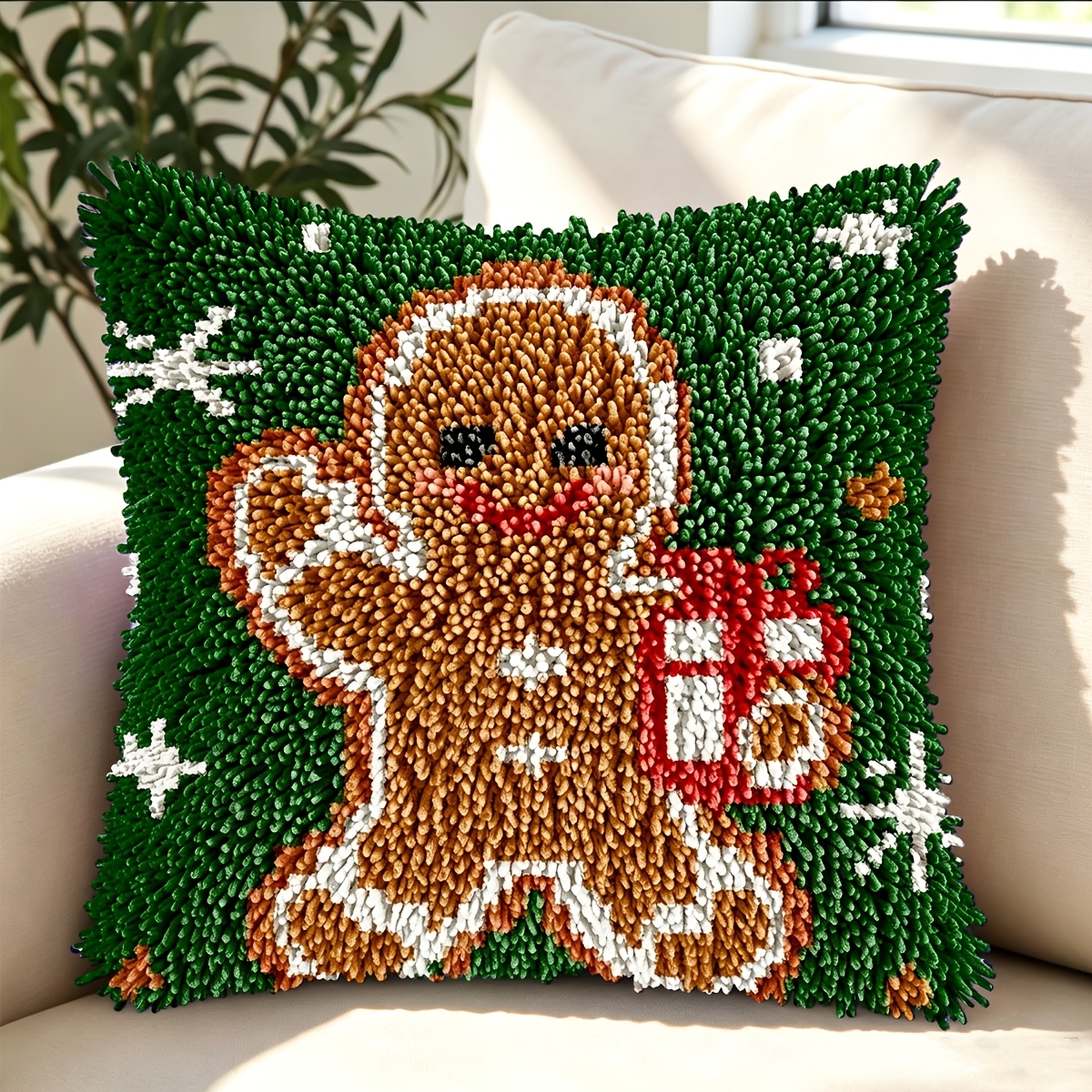 Christmas Gingerbread Man Latch Hook Kit for Beginners