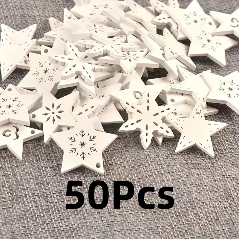 

50pcs Mixed & Wooden Ornaments, For Diy Christmas Tree Decor, Scrapbooking, And Decor, Seasonal , Wood, No , For Christmas, , Decorations