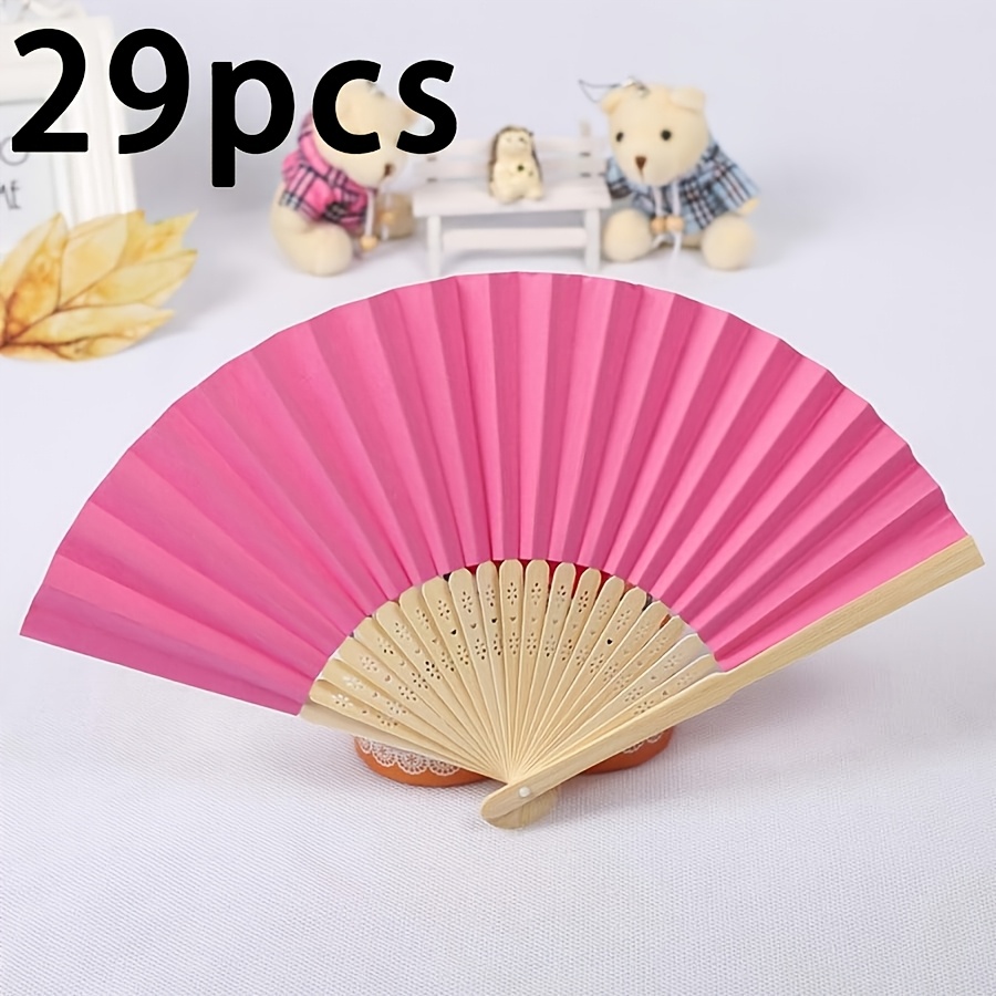 TEMU (free Customization) Pink Wedding , Personalized Wedding Fan, Bridal Favors, Custom Engraved Paper Bamboo Folding Fan, Small Gift, Bachelorette