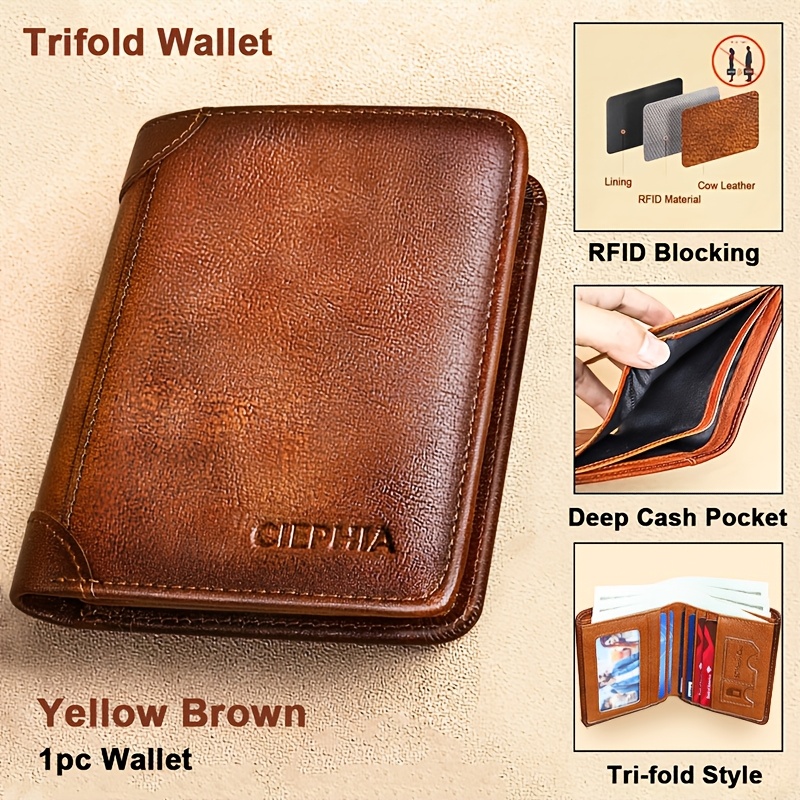 

Mens Genuine Leather Wallet - Rfid Blocking, Slim Multi-card Design - Perfect Valentines Gift For Him, 1pc