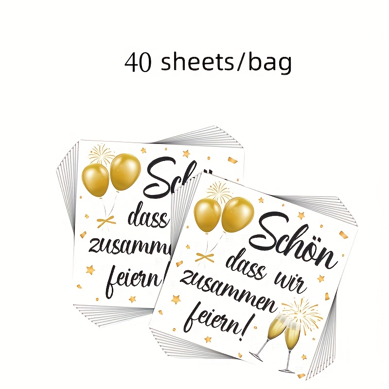 E-shop 20/40 Blätter pro Packung, festliche Feiertags-Servietten mit deutschem Thema Ballon- sowie Weinglas-Musterdesigns, doppellagig, geeignet für